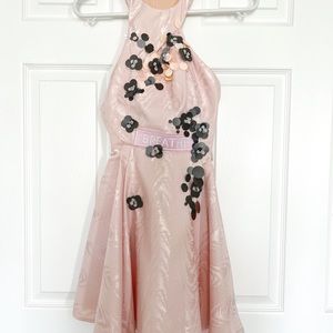 BRAND NEW Floral-Embroidered Halter Mini Dress